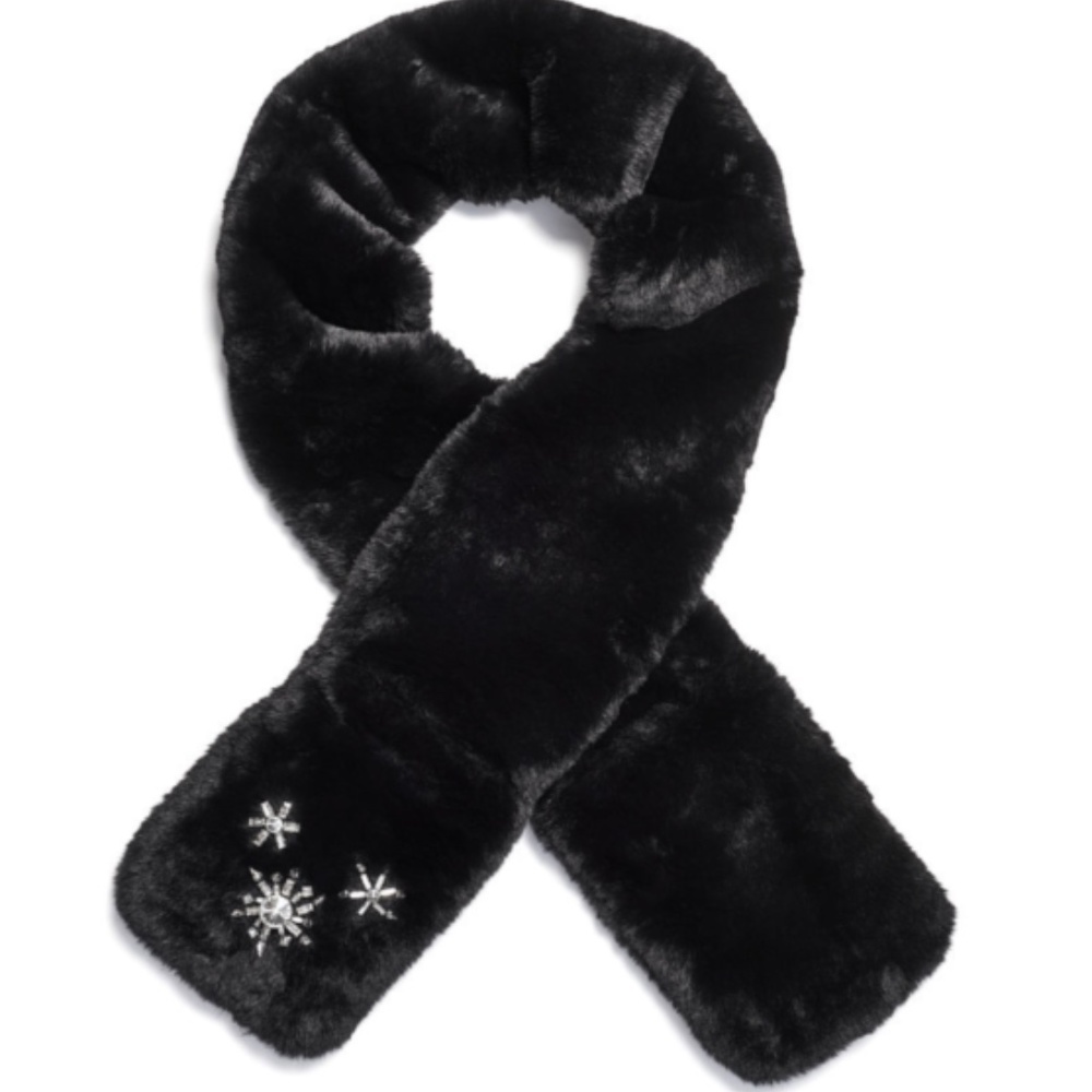 Victoria Secret Black Faux Fur Scarf